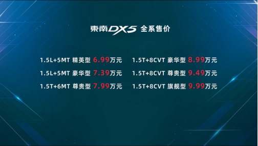 东南DX5上市 全系6.99万元起售